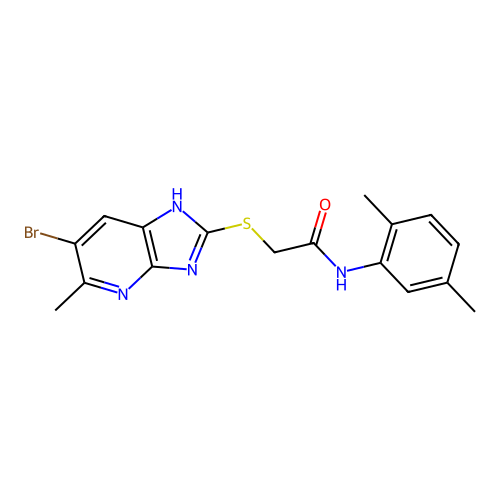 2-[(6-bromo-5-methyl-1H-imidazo[4,5-b]pyridin-2-yl)sulfanyl]-N-(2,5-dimethylphenyl)acetamide structure