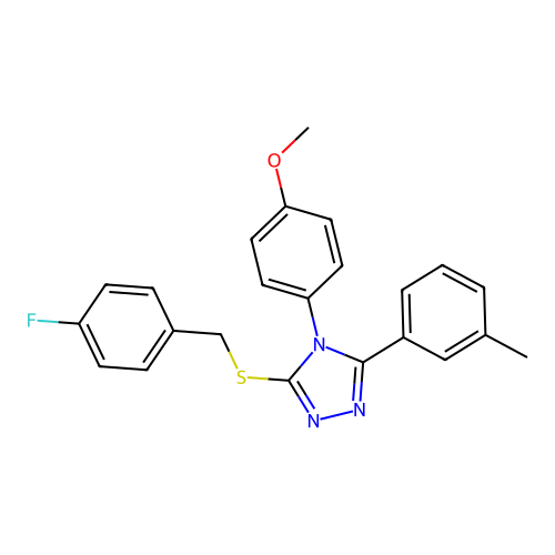 3-[(4-fluorophenyl)methylsulfanyl]-4-(4-methoxyphenyl)-5-(3-methylphenyl)-1,2,4-triazole structure