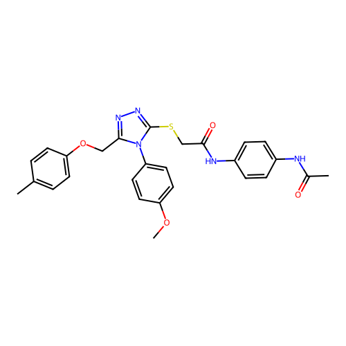 N-(4-acetamidophenyl)-2-((4-(4-methoxyphenyl)-5-((p-tolyloxy)methyl)-4H-1,2,4-triazol-3-yl)thio)acetamide structure
