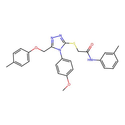 2-((4-(4-methoxyphenyl)-5-((p-tolyloxy)methyl)-4H-1,2,4-triazol-3-yl)thio)-N-(m-tolyl)acetamide structure