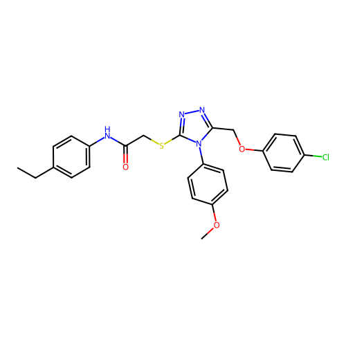 2-((5-((4-chlorophenoxy)methyl)-4-(4-methoxyphenyl)-4H-1,2,4-triazol-3-yl)thio)-N-(4-ethylphenyl)acetamide structure