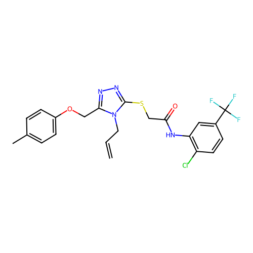 2-((4-allyl-5-((p-tolyloxy)methyl)-4H-1,2,4-triazol-3-yl)thio)-N-(2-chloro-5-(trifluoromethyl)phenyl)acetamide structure