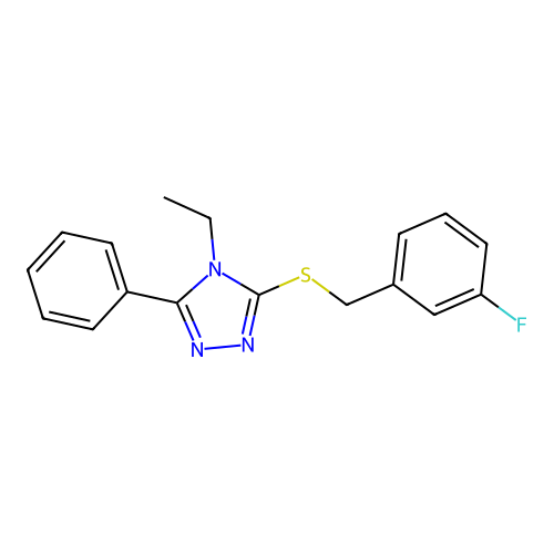 4-Ethyl-3-[(3-fluorophenyl)methylthio]-5-phenyl-1,2,4-triazole structure