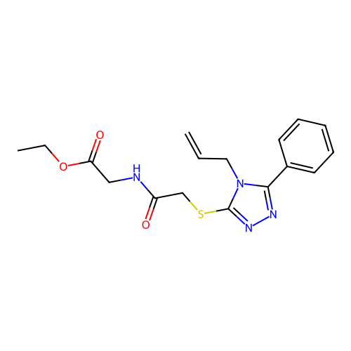 ethyl 2-(2-((4-allyl-5-phenyl-4H-1,2,4-triazol-3-yl)thio)acetamido)acetate structure