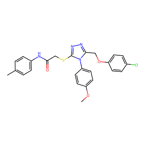 2-((5-((4-chlorophenoxy)methyl)-4-(4-methoxyphenyl)-4H-1,2,4-triazol-3-yl)thio)-N-(p-tolyl)acetamide structure