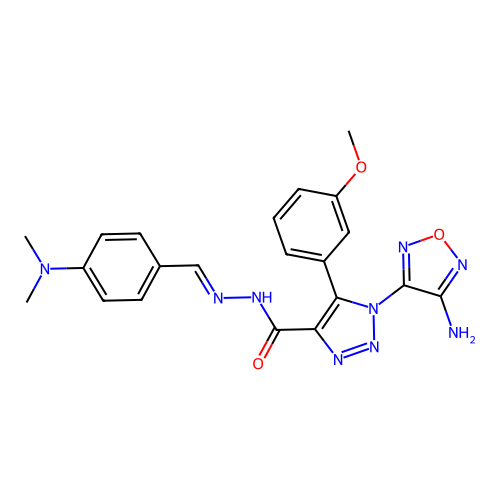 (E)-1-(4-amino-1,2,5-oxadiazol-3-yl)-N'-(4-(dimethylamino)benzylidene)-5-(3-methoxyphenyl)-1H-1,2,3-triazole-4-carbohydrazide structure