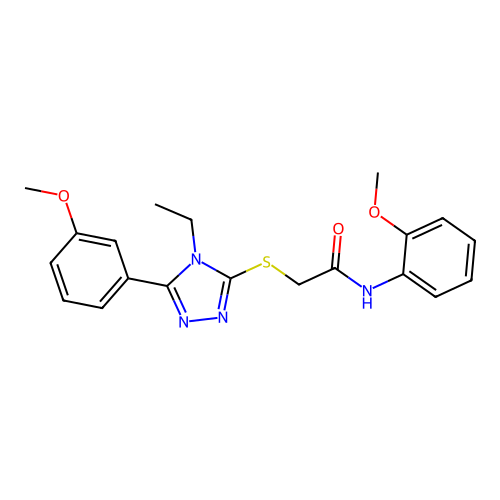 2-{[4-ethyl-5-(3-methoxyphenyl)-4H-1,2,4-triazol-3-yl]sulfanyl}-N-(2-methoxyphenyl)acetamide structure