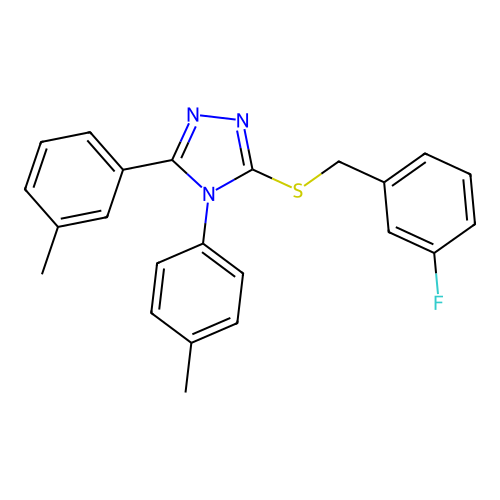 3-[(3-fluorophenyl)methylsulfanyl]-5-(3-methylphenyl)-4-(4-methylphenyl)-1,2,4-triazole structure