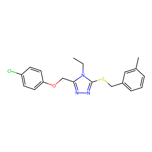 3-[(4-chlorophenoxy)methyl]-4-ethyl-5-[(3-methylbenzyl)sulfanyl]-4H-1,2,4-triazole structure