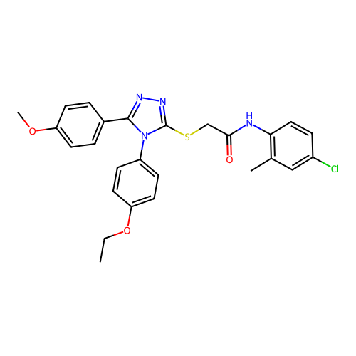 N-(4-chloro-2-methylphenyl)-2-{[4-(4-ethoxyphenyl)-5-(4-methoxyphenyl)-4H-1,2,4-triazol-3-yl]sulfanyl}acetamide structure