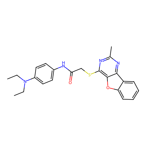 N-(4-(diethylamino)phenyl)-2-((2-methylbenzofuro[3,2-d]pyrimidin-4-yl)thio)acetamide structure