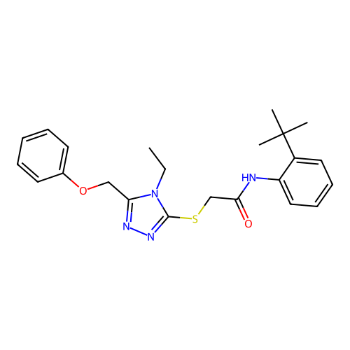 N-(2-tert-butylphenyl)-2-{[4-ethyl-5-(phenoxymethyl)-4H-1,2,4-triazol-3-yl]sulfanyl}acetamide structure