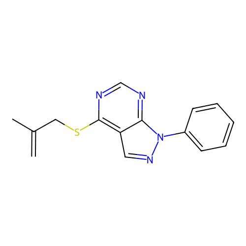 4-[(2-methylprop-2-en-1-yl)sulfanyl]-1-phenyl-1H-pyrazolo[3,4-d]pyrimidine structure