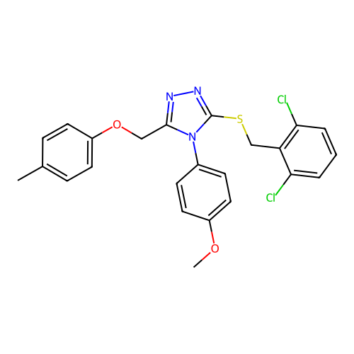 1-({5-[(2,6-dichlorophenyl)methylthio]-4-(4-methoxyphenyl)(1,2,4-triazol-3-yl) }methoxy)-4-methylbenzene structure