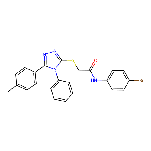 N-(4-bromophenyl)-2-((4-phenyl-5-(p-tolyl)-4h-1,2,4-triazol-3-yl)thio)acetamide structure