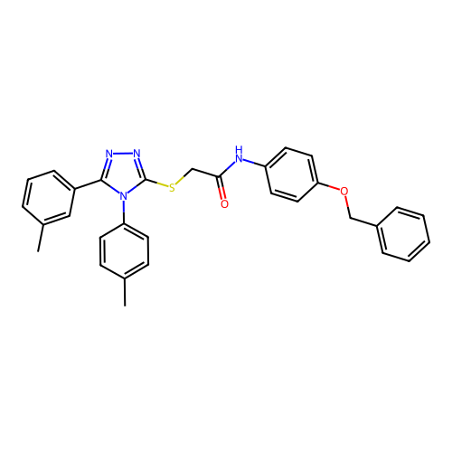 N-[4-(benzyloxy)phenyl]-2-{[5-(3-methylphenyl)-4-(4-methylphenyl)-4H-1,2,4-triazol-3-yl]sulfanyl}acetamide structure