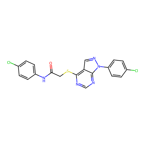 N-(4-chlorophenyl)-2-{[1-(4-chlorophenyl)-1H-pyrazolo[3,4-d]pyrimidin-4-yl]sulfanyl}acetamide structure