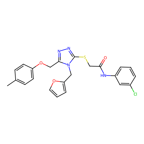 N-(3-chlorophenyl)-2-((4-(furan-2-ylmethyl)-5-((p-tolyloxy)methyl)-4H-1,2,4-triazol-3-yl)thio)acetamide structure