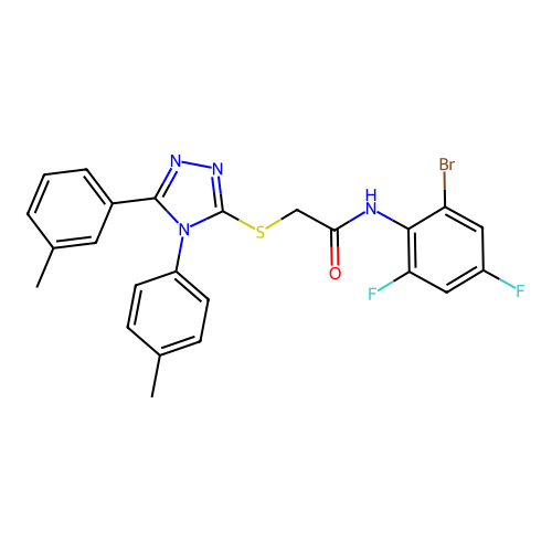 N-(2-bromo-4,6-difluorophenyl)-2-{[5-(3-methylphenyl)-4-(4-methylphenyl)-4H-1,2,4-triazol-3-yl]sulfanyl}acetamide structure