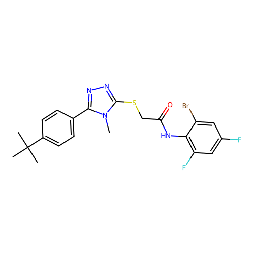 N-(2-bromo-4,6-difluorophenyl)-2-{[5-(4-tert-butylphenyl)-4-methyl-4H-1,2,4-triazol-3-yl]sulfanyl}acetamide structure