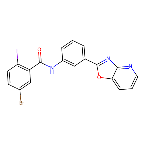 5-bromo-2-iodo-N-[3-([1,3]oxazolo[4,5-b]pyridin-2-yl)phenyl]benzamide structure