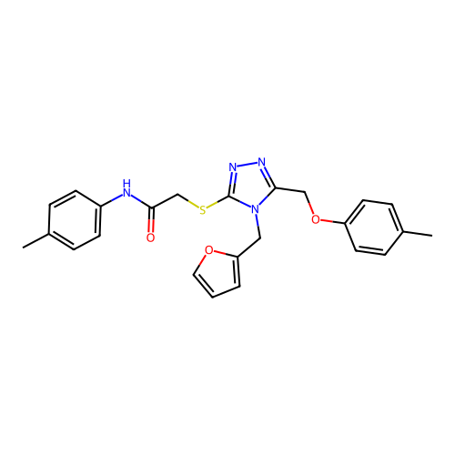 2-((4-(furan-2-ylmethyl)-5-((p-tolyloxy)methyl)-4H-1,2,4-triazol-3-yl)thio)-N-(p-tolyl)acetamide structure