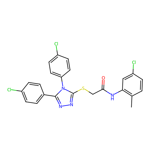 2-{[4,5-bis(4-chlorophenyl)-4H-1,2,4-triazol-3-yl]sulfanyl}-N-(5-chloro-2-methylphenyl)acetamide structure