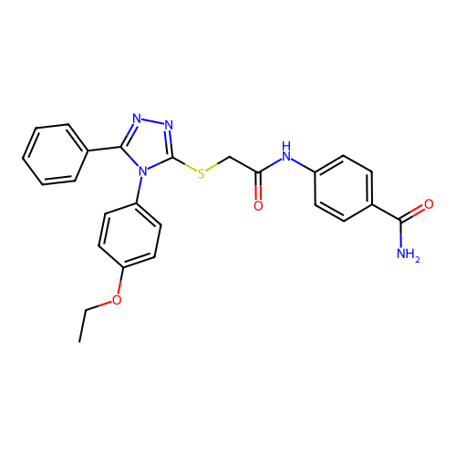 4-{2-[4-(4-Ethoxyphenyl)-5-phenyl-1,2,4-triazol-3-ylthio]acetylamino}benzamide structure