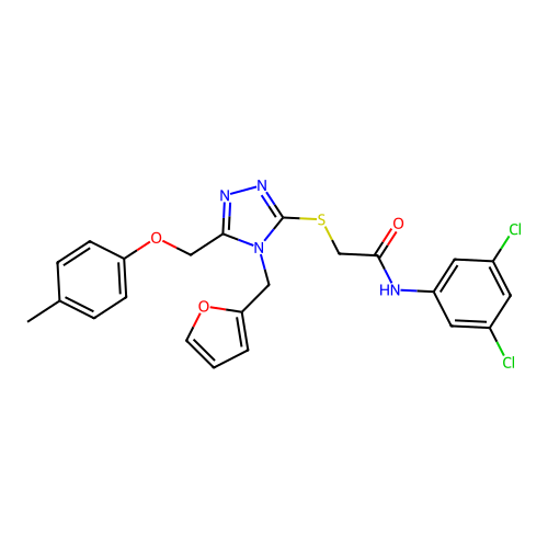 N-(3,5-dichlorophenyl)-2-((4-(furan-2-ylmethyl)-5-((p-tolyloxy)methyl)-4H-1,2,4-triazol-3-yl)thio)acetamide structure