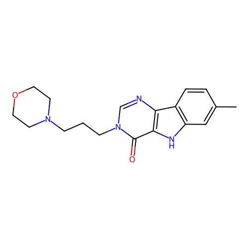 7-methyl-3-[3-(morpholin-4-yl)propyl]-3,5-dihydro-4H-pyrimido[5,4-b]indol-4-one structure