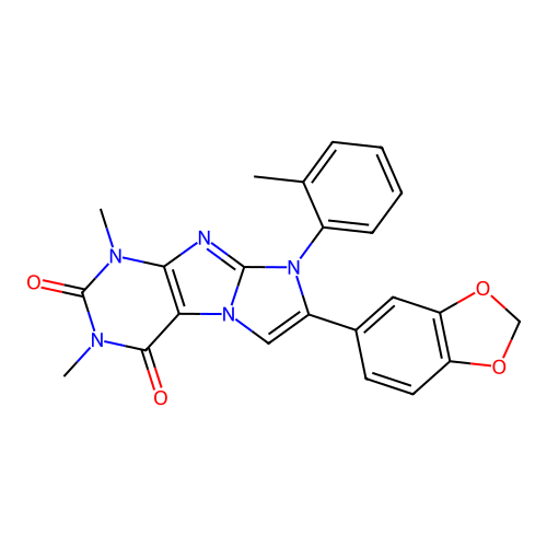 7-(1,3-benzodioxol-5-yl)-2,4-dimethyl-6-(2-methylphenyl)purino[7,8-a]imidazole-1,3-dione structure