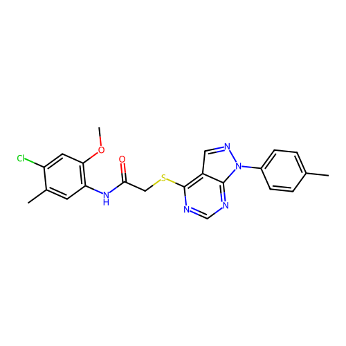 N-(4-chloro-2-methoxy-5-methylphenyl)-2-((1-(p-tolyl)-1H-pyrazolo[3,4-d]pyrimidin-4-yl)thio)acetamide structure