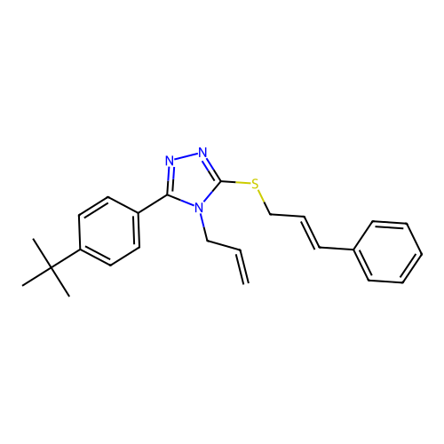 4-allyl-3-(4-(tert-butyl)phenyl)-5-(cinnamylthio)-4H-1,2,4-triazole structure