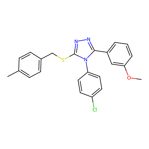 4-(4-chlorophenyl)-3-(3-methoxyphenyl)-5-[(4-methylphenyl)methylsulfanyl]-1,2,4-triazole structure