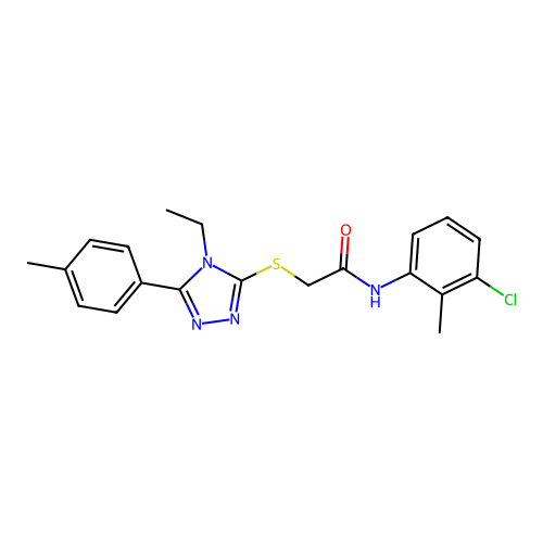N-(3-chloro-2-methylphenyl)-2-{[4-ethyl-5-(4-methylphenyl)-4H-1,2,4-triazol-3-yl]sulfanyl}acetamide structure