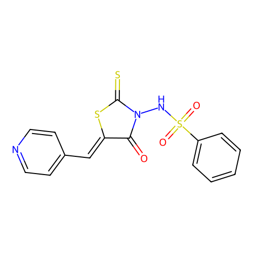 3-[(Phenylsulfonyl)amino]-5-(4-pyridylmethylene)-2-thioxo-1,3-thiazolidin-4-on e structure