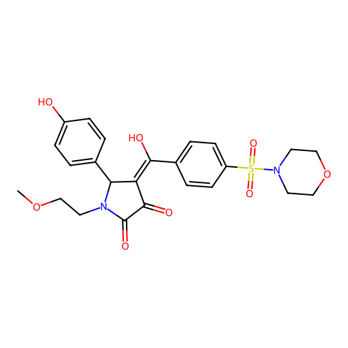 (4E)-4-[hydroxy-(4-morpholin-4-ylsulfonylphenyl)methylidene]-5-(4-hydroxyphenyl)-1-(2-methoxyethyl)pyrrolidine-2,3-dione structure