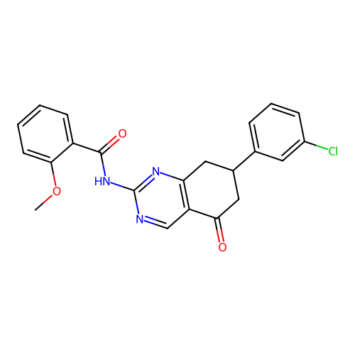 N-(7-(3-chlorophenyl)-5-oxo-5,6,7,8-tetrahydroquinazolin-2-yl)-2-methoxybenzamide structure