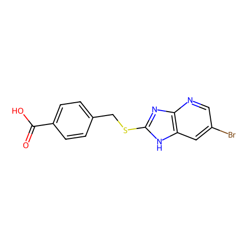 4-[(6-bromo-1H-imidazo[4,5-b]pyridin-2-yl)sulfanylmethyl]benzoic acid structure