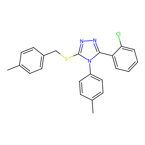 3-(2-chlorophenyl)-4-(4-methylphenyl)-5-[(4-methylphenyl)methylsulfanyl]-1,2,4-triazole structure