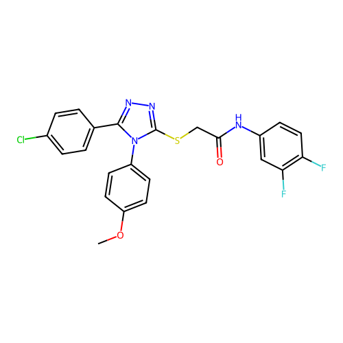 2-{[5-(4-chlorophenyl)-4-(4-methoxyphenyl)-4H-1,2,4-triazol-3-yl]sulfanyl}-N-(3,4-difluorophenyl)acetamide structure