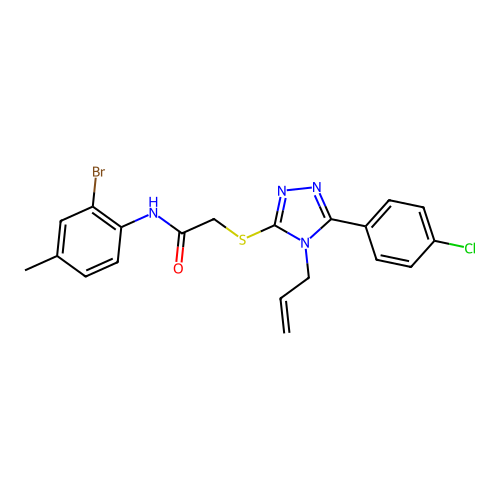 N-(2-bromo-4-methylphenyl)-2-{[5-(4-chlorophenyl)-4-(prop-2-en-1-yl)-4H-1,2,4-triazol-3-yl]sulfanyl}acetamide structure