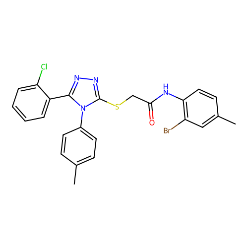 N-(2-bromo-4-methylphenyl)-2-{[5-(2-chlorophenyl)-4-(4-methylphenyl)-4H-1,2,4-triazol-3-yl]sulfanyl}acetamide structure