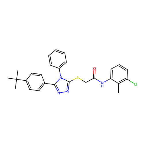 2-{[5-(4-tert-butylphenyl)-4-phenyl-4H-1,2,4-triazol-3-yl]sulfanyl}-N-(3-chloro-2-methylphenyl)acetamide structure