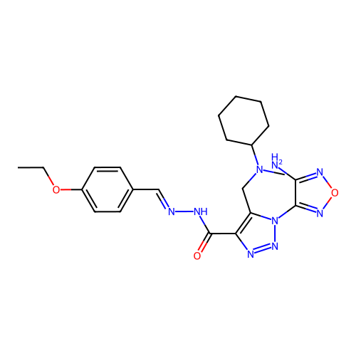 (E)-1-(4-amino-1,2,5-oxadiazol-3-yl)-5-((cyclohexyl(methyl)amino)methyl)-N'-(4-ethoxybenzylidene)-1H-1,2,3-triazole-4-carbohydrazide structure