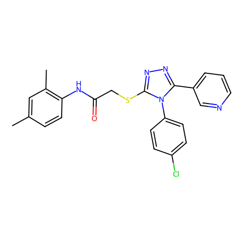 2-[[4-(4-chlorophenyl)-5-pyridin-3-yl-1,2,4-triazol-3-yl]sulfanyl]-N-(2,4-dimethylphenyl)acetamide structure