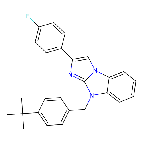9-(4-tert-butylbenzyl)-2-(4-fluorophenyl)-9H-imidazo[1,2-a]benzimidazole structure