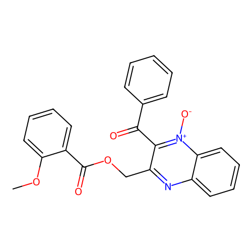 2-Benzoyl-3-(((2-methoxybenzoyl)oxy)methyl)quinoxaline 1-oxide structure
