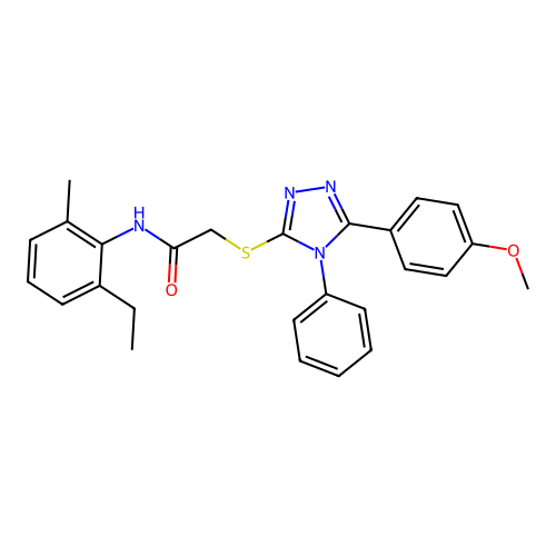 N-(2-ethyl-6-methylphenyl)-2-{[5-(4-methoxyphenyl)-4-phenyl-4H-1,2,4-triazol-3-yl]sulfanyl}acetamide structure