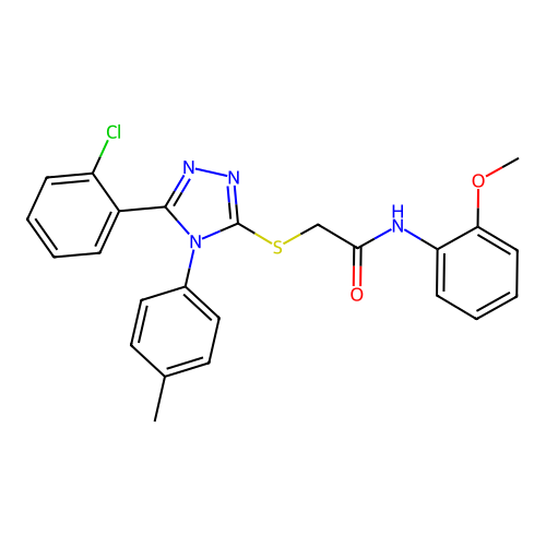 2-{[5-(2-chlorophenyl)-4-(4-methylphenyl)-4H-1,2,4-triazol-3-yl]sulfanyl}-N-(2-methoxyphenyl)acetamide structure